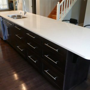 dark stained maple accented island